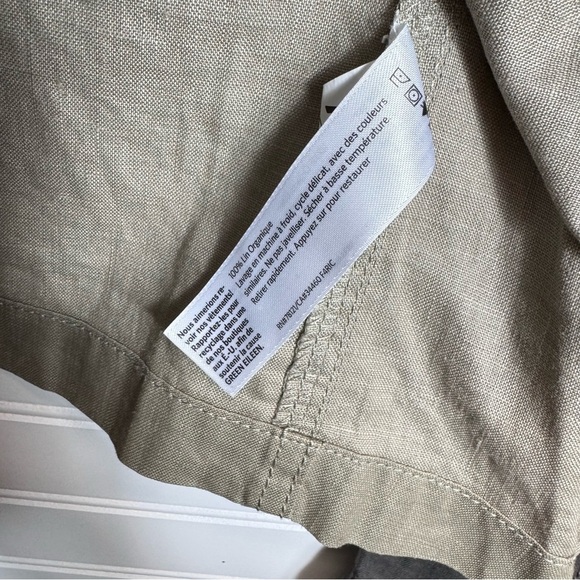 Eileen Fisher XL Coated Organic Linen Moto Jacket Asymmetric Zip Stone $258 - Picture 8 of 15